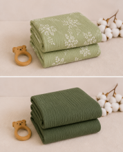 Yukkidds Muslin Cloths Art.299922 Green Leaf  High-quality bamboo muslin swaddle, 1 pcs (60x60 cm)