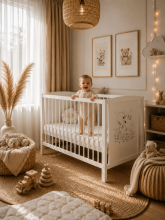 Elf Bed Bloom Art.300025 Bear White Bērnu koka gulta 120x60cm