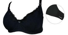 La Bebe™ Boutique Lingerie Basic Cotton Art.31284 Black Nursing bra with removable padded cup and stable breast support