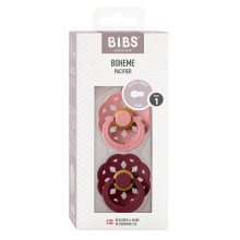 Bibs Boheme Art.32182 Dusty Pink/Elderberry Пустышка(соска) из 100% натурального каучука 6-18 мес.(2 шт.)