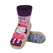 SOXO moccasin slipper socks with leather soles for infants