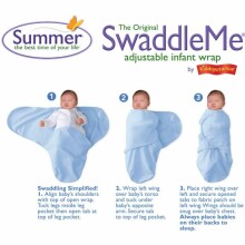 Summer Infant Art.56666 SwaddleMe  Хлопковая пелёнка для комфортного сна, пеленания 3,2 кг до 6,4 кг.
