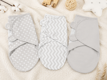 Summer Infant Art.40181 Swaddle Me Gray/White Dot Cotton swaddle for comfortable sleep; suitable for swaddling babies weighing 3.2 kg to 6.4 kg.