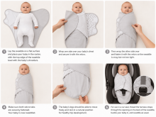 Summer Infant Art.40181 Swaddle Me Gray/White Dot Cotton swaddle for comfortable sleep; suitable for swaddling babies weighing 3.2 kg to 6.4 kg.