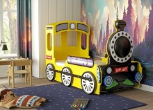 Plastiko Lokomotive Art.46819 Детская стильная кровать-машина с матрасом 190x90cм