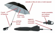 Peg Perego '21 Ombrellino Art.IAOMBE00 - FD01 Nero universalus skėtis, 2 vnt.