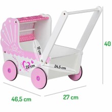 Eko žaislų lėlių vežimėlis Art.TT003 Mediniai vežimėliai lėlėms