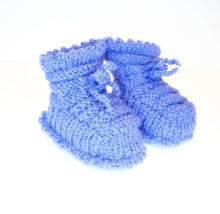 La Bebe™ Lambswool Hand Made Booties Art.66031 Blue Baby booties