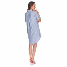 Naktiniai marškinėliai „Doctornap“ Art.KW.9988 Mėlyni motinystės / maitinimo naktiniai marškiniai trumpomis rankovėmis