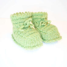 La Bebe™ Lambswool Hand Made Booties Art.70838 Green Baby booties