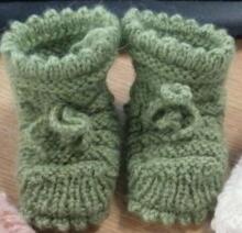 La Bebe™ Lambswool Hand Made Booties Art.70838 Green Baby booties