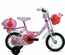 Carratt Parrot Art.9700  MTB14 Bimba Pink  Детский двухколесный велосипед с дополнительными колёсиками[made in Italy]