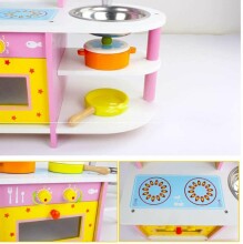 TLC Baby Kitchen Art.T20078 Medinė vaikų virtuvė su kriaukle, virykle, spinta ir lentynomis