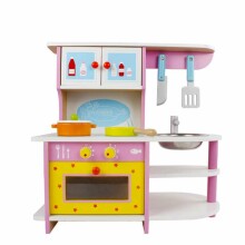 TLC Baby Kitchen Art.T20078  Bērnu koka virtuve  ar izlietni, plīti, sienas skapi un plauktiem