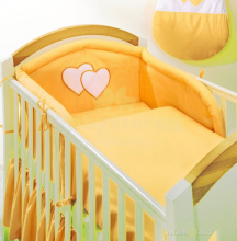 Mamo Tato Heart Col. Yellow Kokvilnas gultas veļas komplekts no 2 daļam (100x135 cm)