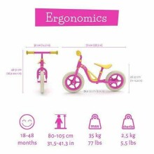 Chillafish balansinis dviratis Charlie Pink balansinis dviratis nuo 1,5 iki 4 metų