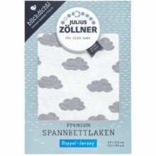 Julius Zollner Jersey Clouds Grey Art.8357158002 Kokvilnas palags ar gumiju 60x120/140х70 cm