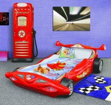 „Plastiko Formula 1“ 81918 straipsnis. Ergonomiška vaikiška lova - mašina su patvariu beržo pagrindu ir čiužiniu 200x90 cm