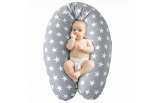 La Bebe™ Rich Maternity Pillow Art.85705 Dots 100% Natural Linen, 30x104 cm