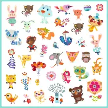 Djeco 160 uzlīmes Little Friends Art.DJ08842