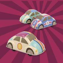 Kids Krafts Majigg Pull Back Tin Car Art.WD219
