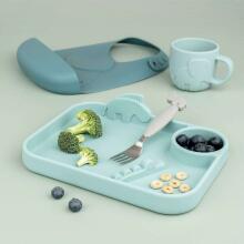 Done by Deer Peekaboo compartment plate Deer Friends, Blue