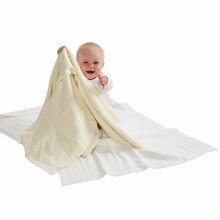 Babydan White Art.6355 Хлопковый ажурный детский пледик-одеялко 70х90 см