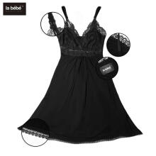 La Bebe™ Nursing Cotton Eva Art.93905 Black Maternity and Nursing Nightgown