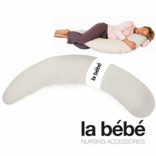 La Bebe™ Moon sünnituspadi Art.96460 Grey Satin Suur mäluvahuga padi rasedatele (eriti pehme ja vaikne täidis, mis kohandub kehaga) 195cm