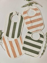 Jollein Bib Stripe Terry GOTS Art.8717329369870 Biscuit - vaikiškas kutas / seilinukas, su rankovėmis