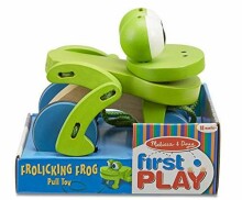 Melissa&Doug Frog Pull Toy  Art.13021 Puidust mänguasja-ratastooli