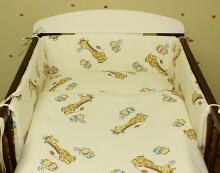 Cotton bed linen set from 4 parts Giraffe with bear K014 / K015