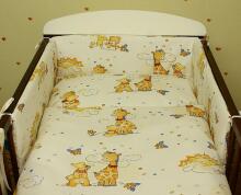 Cotton bed linen set from 4 parts Giraffe with bear K014 / K015