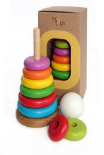 Eco Toys Art.30011 Bērnu dabīga koka klasiskā piramīda