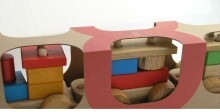 Eco Toys Art.40004 Wooden coloured train with building blocks