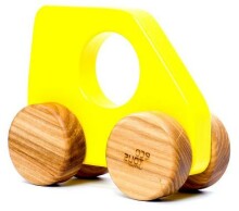 „Eco Toys Art.11001“ vaikų žaislinis geltonas automobilis iš medžio
