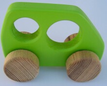 Eco Toys Art.14002 Детская деревянная игрушечная  зелёная машинка-бусик