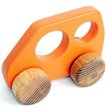 Eco Toys Art.14006 Детская деревянная игрушечная оранжевая машинка-бусик