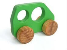 Eco Toys Art.14003 Детская деревянная игрушечная зелёная машинка-бусик
