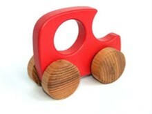 Детская деревянная игрушечная красная ретро машинка  13005