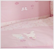 NINO-ESPANA Bernu gultas veljas kokvilnas komplekts 'El Amor Pink' 3+1