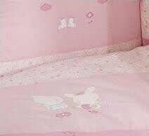 NINO-ESPANA Bernu gultas veljas kokvilnas komplekts 'El Amor Pink' 4BB Maigi rozā ar zaķīšiem