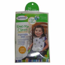 Summer Infant Keep Me Clean Disposable Bibs, Green/White Одноразавые Слюнявчики Fish (20 gb) 00066/00064