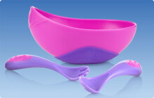 Nuby 5327 Sure Grip™ Bowl A bowl with a spoon and a fork