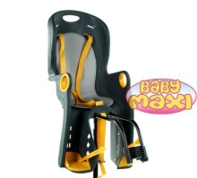 „Baby Maxi Safe Seat Basic 816“ pilka ir geltona dviračio sėdynė ant rėmo