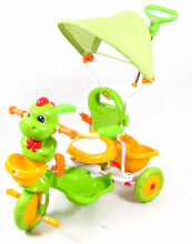 Vaikiškas triratukas su stogu DINO (žalias)