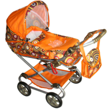 Wokke Pram Doll Stroller Daria III Purple Klasiskie leļļu rati ar somu un rati pārnēsājamu kulbiņu