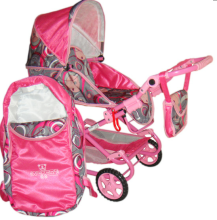 Wokke Pram Doll Stroller Daria III Purple Классическая коляска для куклы с сумкой переноской