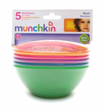 Munchkin 5 PACK MULTI-CLOURED FEEDING BOWLS