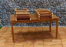Furnide 424 Набор садовой деревяной мебели тика: Стол + 6 стульев